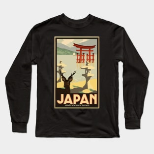 Vintage Japanese Travel Poster - Torii Long Sleeve T-Shirt